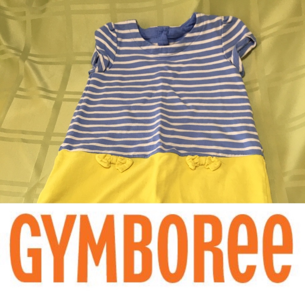 Gymboree blue and yellow striped dress size 5